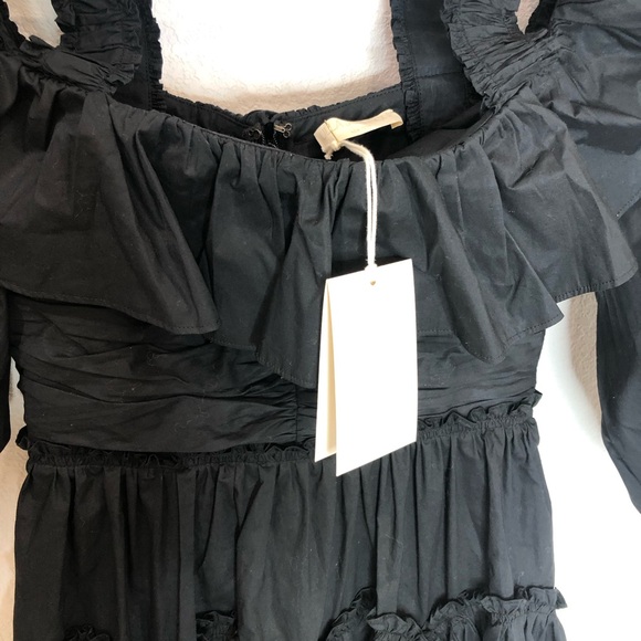 Ulla Johnson Caprice Poplin Off the Shoulder Midi Dress Noir Black Size 2 NEW - Picture 9 of 16